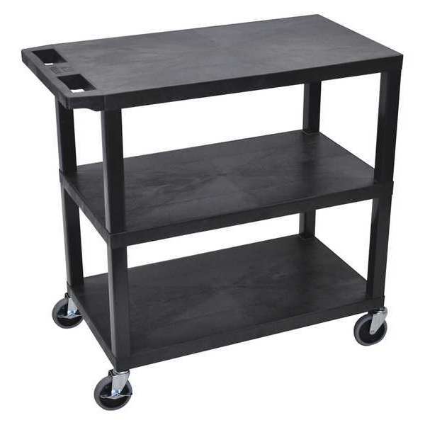 Luxor High Density Polyethylene (Shelf), Polyvinyl Chloride (Leg) Cart, (3) Flat Shelves, 18"x32", 400 lb. EC222-B