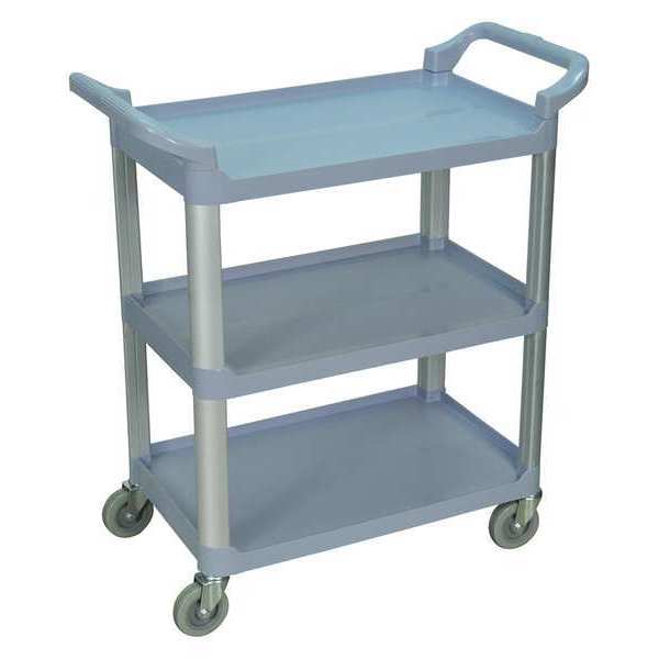 Luxor Polypropylene (Shelf)/Aluminum (Upright) Serving Cart, (3) Shelves, 3 Shelves, 200 lb SC12-G