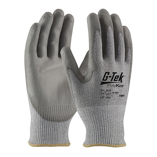 Pip Cut Resistant Coated Gloves, A4 Cut Level, Polyurethane, L, 12PK 16-560/L