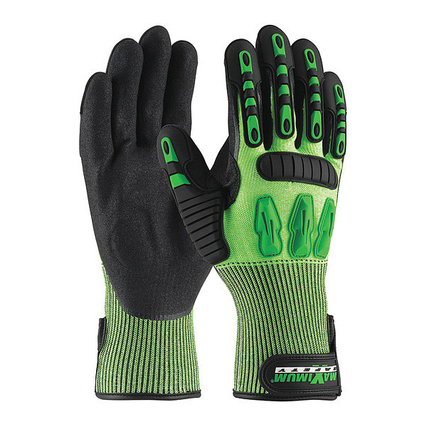 Pip Hi-Vis Mechanics Impact Gloves, 2XL, Black/Green 120-5130/XXL