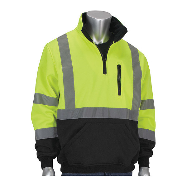 Pip Hi-Visibility Sweats, Lime Yl, 1/4 Zip, 2XL 323-1330B-LY/2X