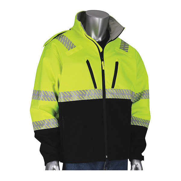 Pip Hi-Visibility Jacket, Hood, Zipper, L 333-1550-LY/L