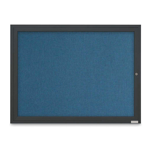 United Visual Products Corkboard, Fabric, Blk/Ult, 1 Door, 48x36" UV3031-BLACK-ULTMAR