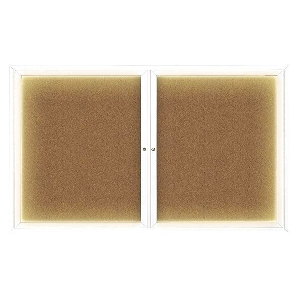 United Visual Products Corkboard, Lighted, Wht, Forbo, 2 Dr, 60x36" UV317ILED-WHITE-FORBO