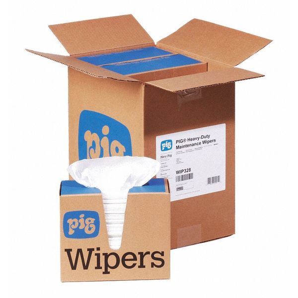 Pig Heavy-Duty Maintenance Wipers, White, Cellulose and Polyester Blend, 9-5/8" x 16", 6 PK WIP328