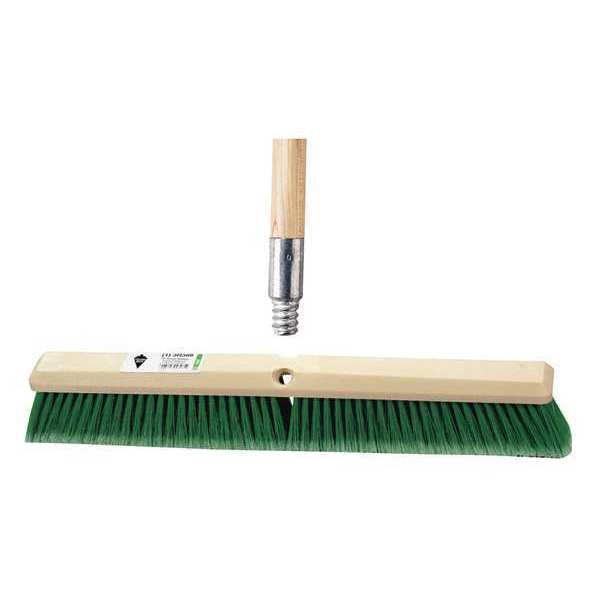 Tough Guy 24 in Sweep Face Broom, Soft, Synthetic, Green 59JM39