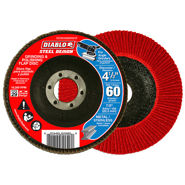 Diablo Grinding/Polishing Flap Disc, 4-1/2", 60G DCX045060N01F