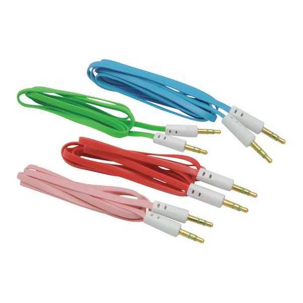 Mobilespec Aux Cable, 3.5mm, Black/Green/Pink/Red MS35BULKCL