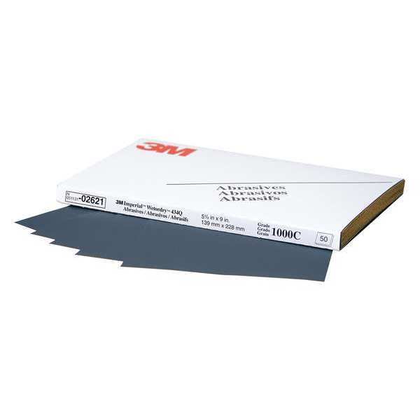 3M Abrasive Sheet, 5-1/2"x9", 1000Grit, PK250 02621