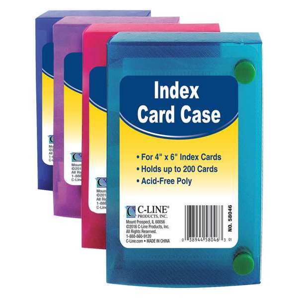 C-Line Products Index Card Case, 4 x 6", Assorted, PK2 58446BNDL2PK