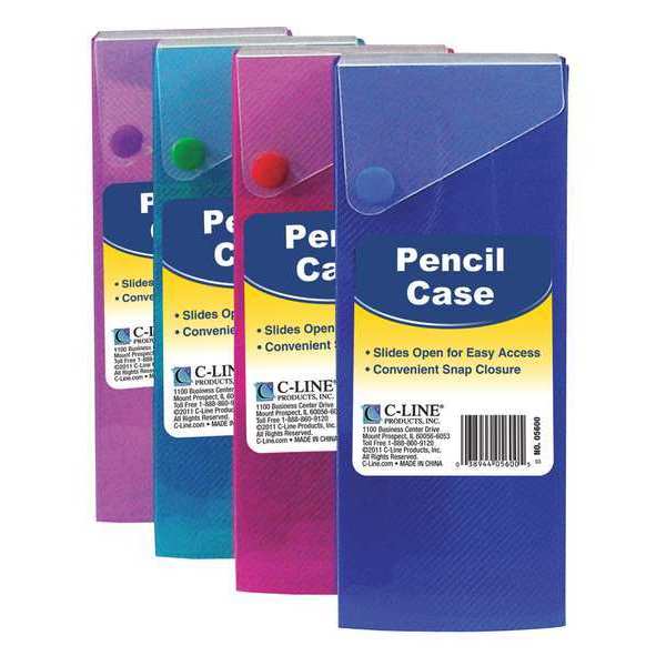 C-Line Products Slider Pencil Case, Assorted, PK24 05600BNDL24EA