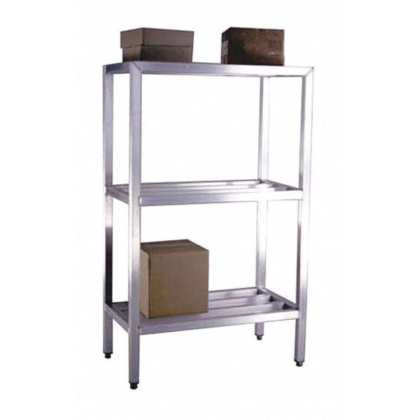 New Age Metal Shelving Unit, 24"D x 48"W x 60"H, 3 Shelves, Aluminum 1046