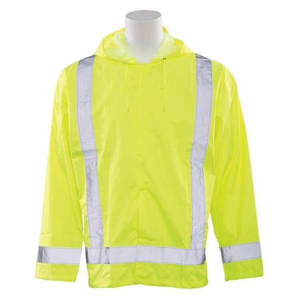 Erb Safety Rain Jacket, Oversized, HiViz, Lime, XL-2XL 61496