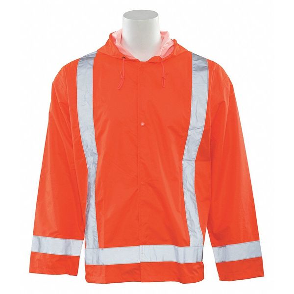 Erb Safety Rain Jacket, Oversized, HiViz, Orange, 3XL-4XL 61502