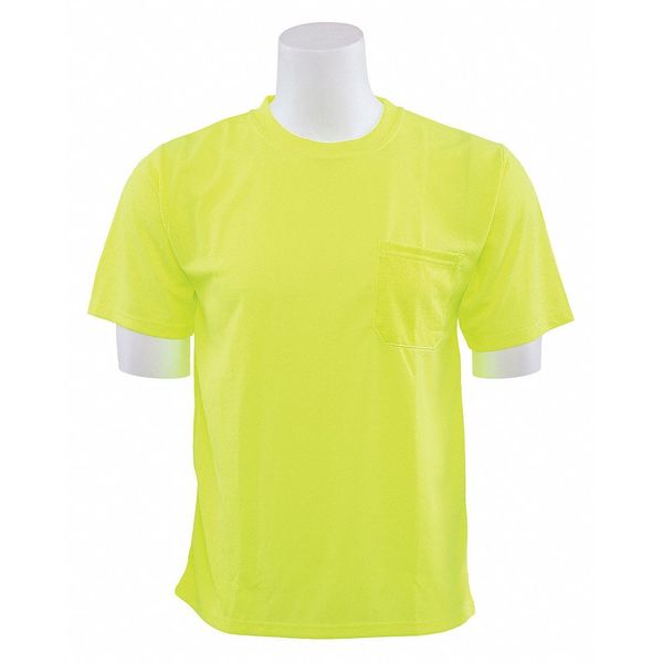 Erb Safety T-Shirt, Short Sleeve, Hi-Viz, Lime, L, Material: 100% Polyester Birdseye Mesh with Moisture Wicking 64019