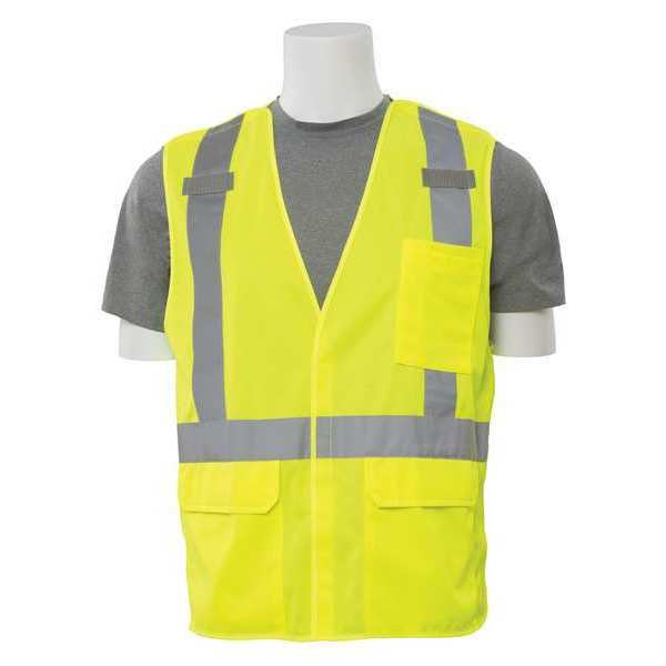 Erb Safety Vest, Tricot, Break Away, Hi-Viz, Lime, L 61391