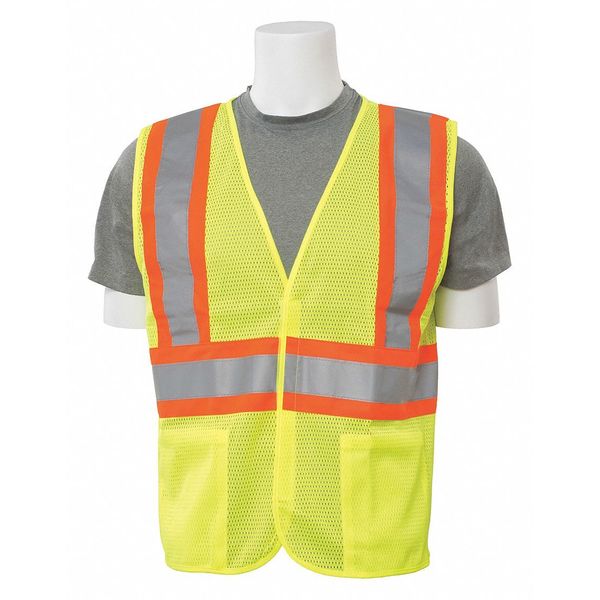 Erb Safety Vest, Hi-Viz, Lime, Contrasting Trim, L 14606