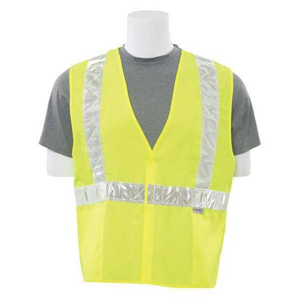 Erb Safety Safety Vest, Woven Oxford, Hi-Viz, Lime, 4XL, Size: 4Xl 14646