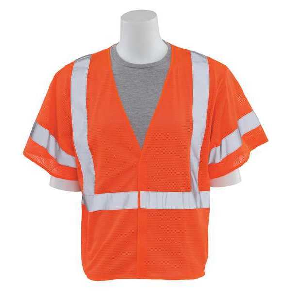 Erb Safety Safety Vest, No Pockets, Hi-Viz, Orange, 3XL 14562