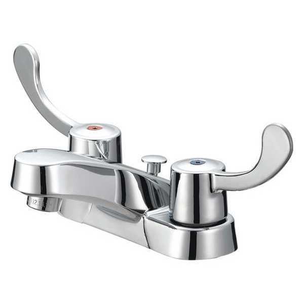 B & K Dual-Handle Faucet, 2 Wing Hndl, ADA, Chrome, Grid Drain, Chrome plated 222-337H
