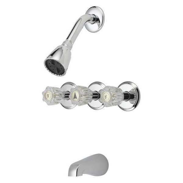 B & K Tub and Shower Faucet, 3 Acrylic Handles PK6 222-215