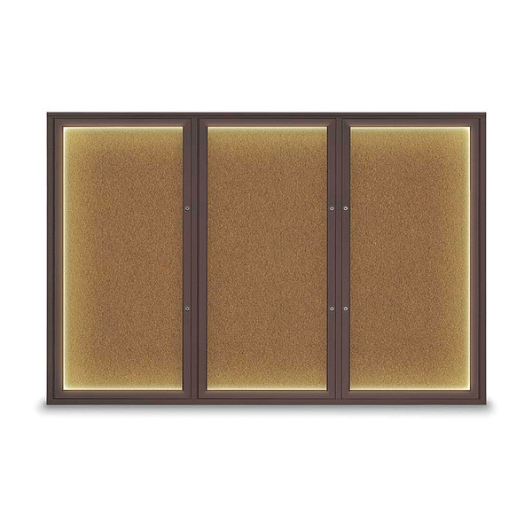 United Visual Products Corkboard, Synthetic Cork/Bronze, 72"x48" UV419ILEDPLUS-BRONZE-FORBO