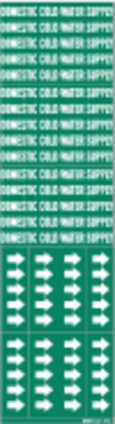 Brady Pipe Marker, Domestic Cold Water Supply, 7086-3C 7086-3C