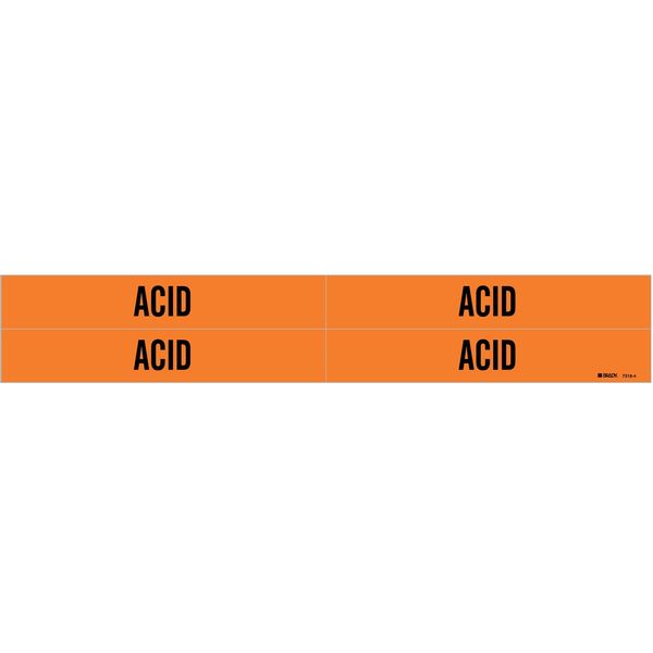 Brady Pipe Marker, Acid, Orange, 3/4 to 2-3/8 In 7318-4