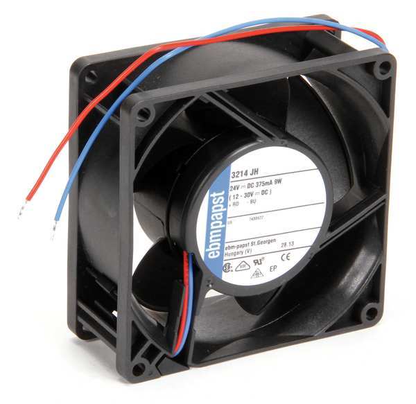 Ebm-Papst Axial Fan, Square, 24V DC, 86 cfm, 3 5/8 in W. 3214JH