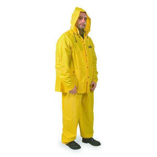 Condor 3 Piece Rainsuit w/Detach Hood, Yellow, 3XL 1FBB1