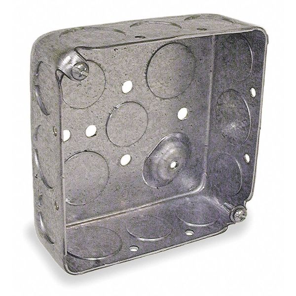 Raco Electrical Box, Square, 2 Gangs, Galvanized Zinc, 1-1/2 in D, 4 in W, 4 in L, 21 cu in Capacity 192