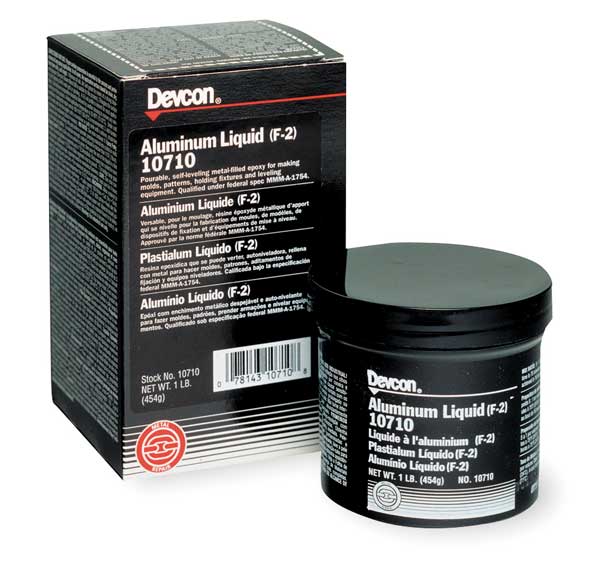 Devcon Instant Adhesive, Aluminum Liquid (F-2) Series, Black, 0.7 oz, Bottle, 5:1 Mix Ratio 10710