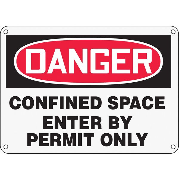 Accuform Danger Sign, 10X14", R and BK/Wht, Eng, Thickness: 0.152" MCSP134XP