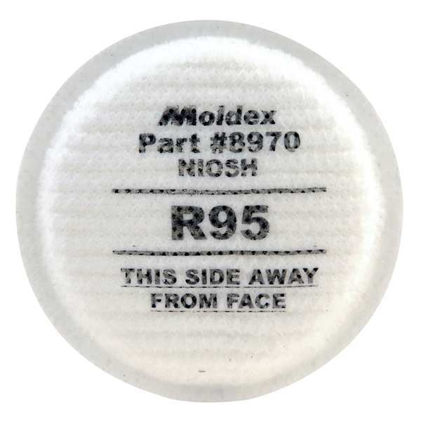 Moldex Filter, Threaded, R95, White, 10 PK, NIOSH 8970