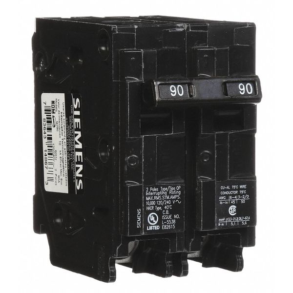 Siemens Miniature Circuit Breaker, Q Series 90A, 2 Pole, 120/240V AC Q290