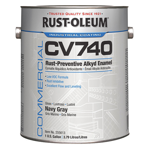 Rust-Oleum Interior/Exterior Paint, Glossy, Alkyd Base, Navy Gray, 1 gal 255613