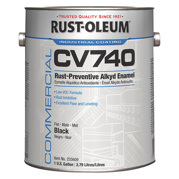 Rust-Oleum Interior/Exterior Paint, Flat, Oil Base, Black, 1 gal 255609