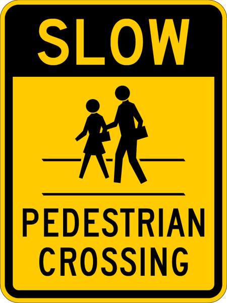Lyle Pedestrian Crossing Traffic Sign, 24 in H, 18 in W, Aluminum, Vertical Rectangle, TR-037-18HA TR-037-18HA