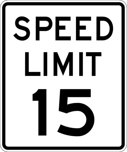 Lyle Speed Limit 15 Traffic Sign, 24 in H, 18 in W, Aluminum, Vertical Rectangle, R2-1-15-18DA R2-1-15-18DA