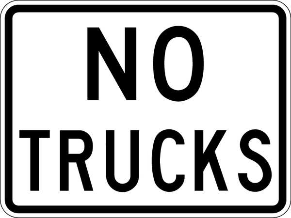 Lyle No Trucks Traffic Sign, 18 in H, 24 in W, Aluminum, Horizontal Rectangle, English, R5-2P-24DA R5-2P-24DA