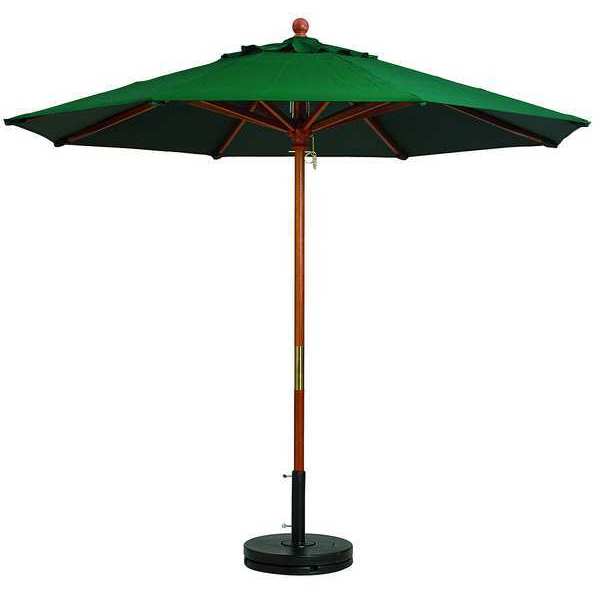 Grosfillex 7ft Wooden Market Umbrella, Forest Green 98942031