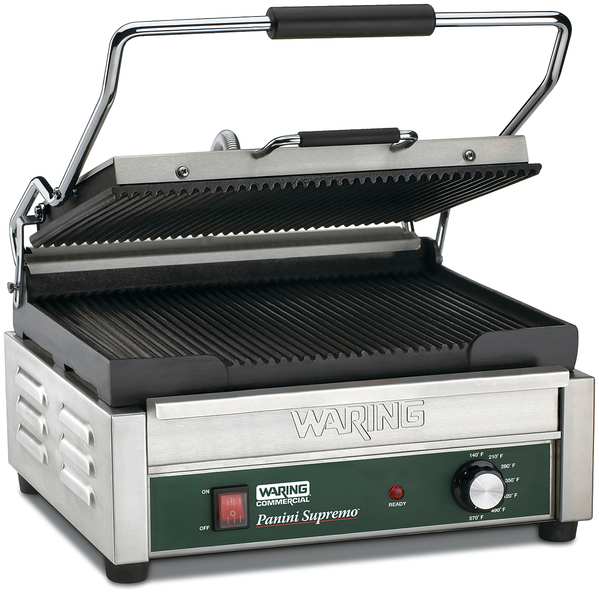 Waring Commercial Ribbed Plates Large Panini Grill, 120V, 1800 Watts WPG250