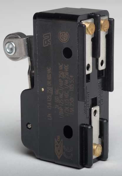Honeywell Industrial Snap Action Switch, Lever, Roller Actuator, SPDT, 15A @ 480V AC Contact Rating BZ-2RW822