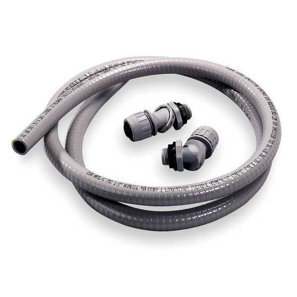 Hubbell Wiring Device-Kellems Liquid-Tight Conduit, 3/4 In x 6 ft, Gray PS07GYKIT