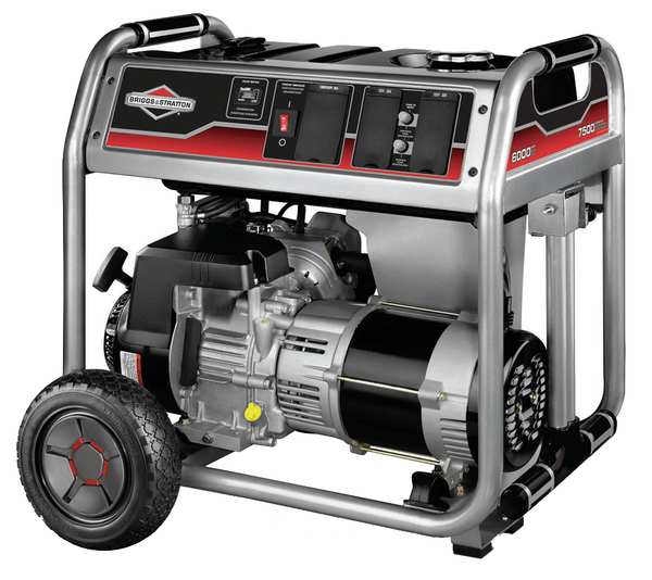 Briggs & Stratton Portable Generator, Gasoline, 6500 Rated, 8125 Surge, Recoil Start, 25.0 A 30710