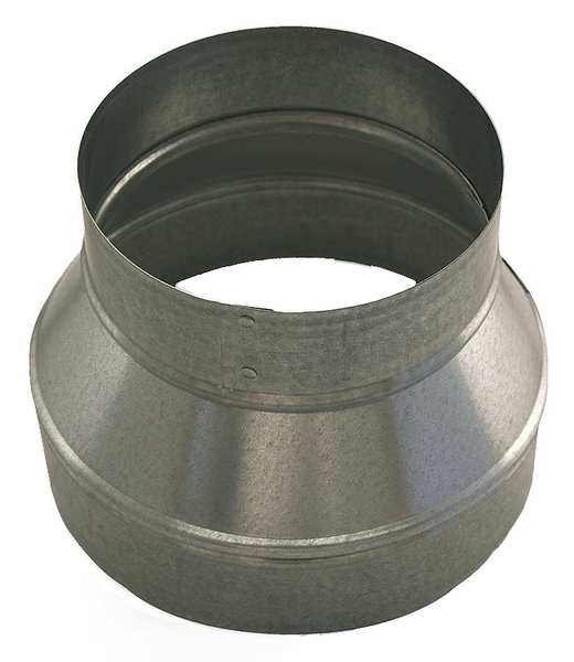 Greenseam Round Duct Reducer, 10 in x 9 in Duct Dia, Galvanized Steel, 26 ga GA, 10 in W, 6" L, 6 in H GRR10P9PGA26