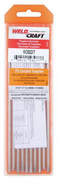 Miller Electric 7" Tungsten Electrode 5/32" Dia., Pk10 WC532X7