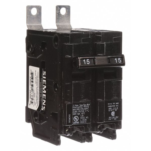 Siemens Miniature Circuit Breaker, BL Series 15A, 2 Pole, 120/240V AC B215H