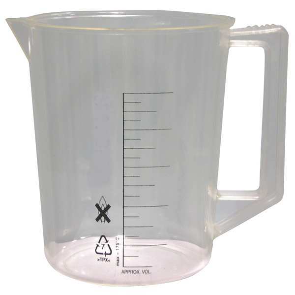 Lab Safety Supply Beaker, Handle, 2000mL, 96 Oz, Polyethylene 6FAH0