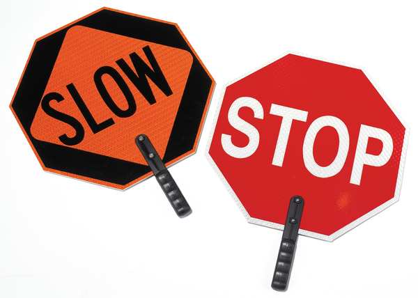 Zoro Select Paddle Sign, Stop/Slow, 18 In. H 03-852
